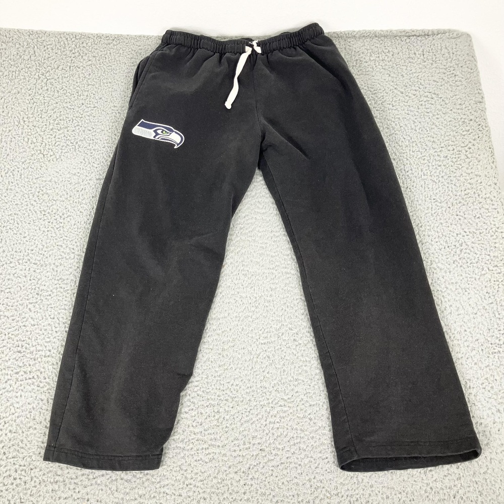 Seattle Seahawks Pants Mens Large Black NFL Football Fleece Sweatpants